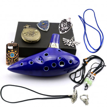 The Legend of Zelda Ocarina of Time Boxed Set With Ocarina Pocket Watch Necklace Brooch